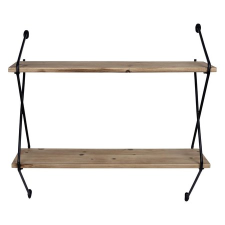 HOMEROOTS 23 x 23.75 x 7 in. Multi Color Two Tier Metal & Wood Wall Shelf 389337